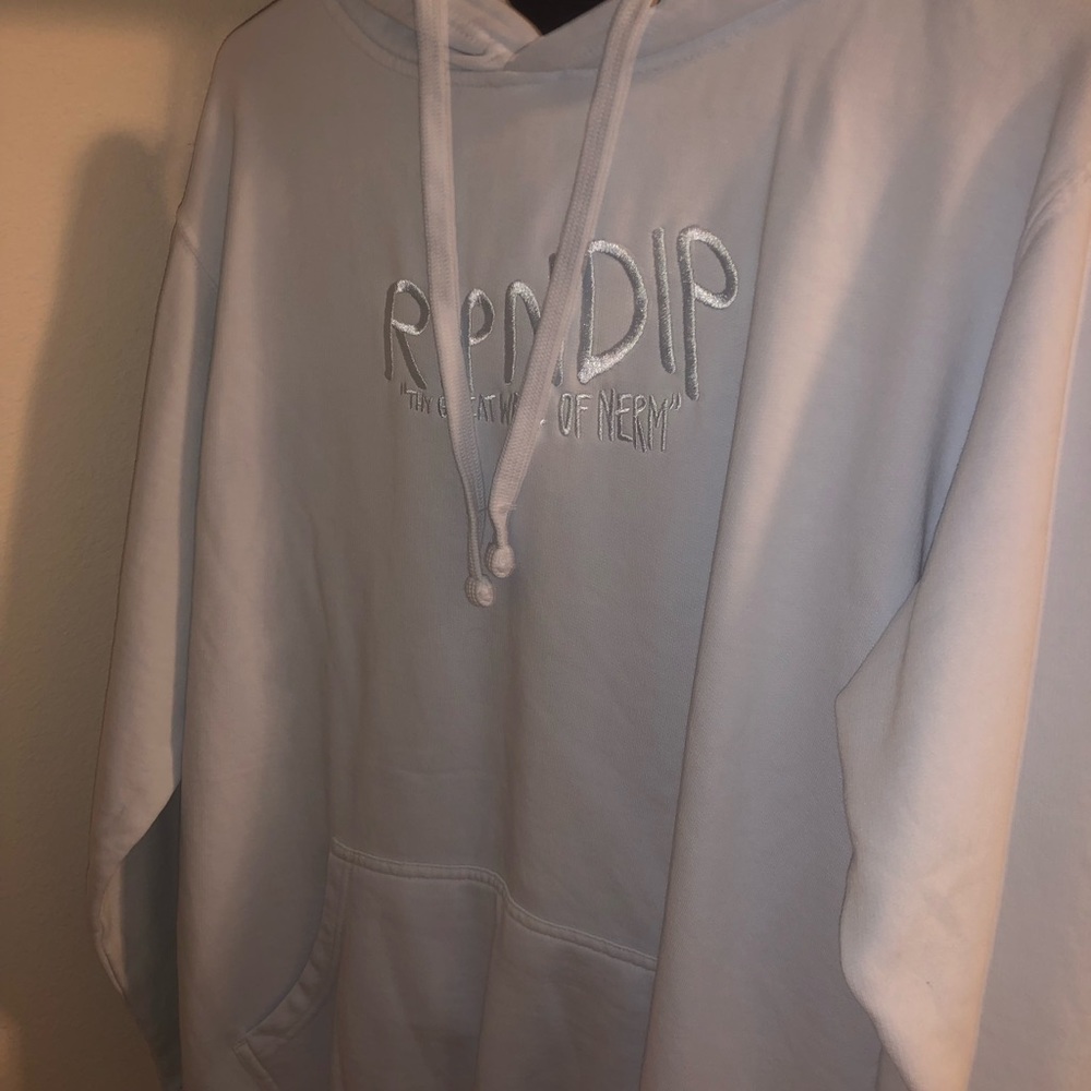 ripndip great wave light blue hoodie